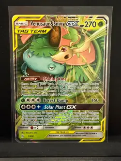 Venusaur & Snivy GX Ultra Rare SM Cosmic Eclipse 1/236 Grass Holofoil Pokemon Ca - Image 1