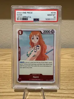 2022 ONE PIECE OP01-ROMANCE DAWN ERRATA #016 NAMI PSA 10 - Image 1