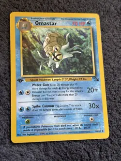 Pokemon TCG Omastar Fossil 1st Edition Uncommon Card 40/62 - Image 1