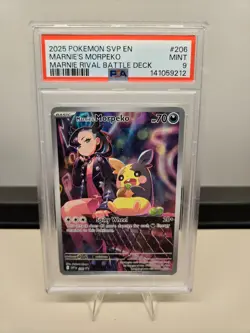 PSA 9 Marnie’s Morpeko 206 Sv: Scarlet & Violet Promo Cards Holo - Image 1