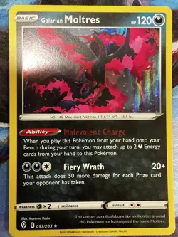 Galarian Moltres 093/203 Holo Rare NM Evolving Skies Pokemon TCG - Image 1