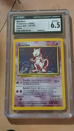 Pokemon TCG Mewtwo 10/102 Base Set Holo Rare 1999 CGC 6.5 Card Stock - Image 1
