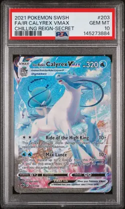 CALYREX 2021 POKEMON SWSH #203 FA/IR VMAX GEM MT CHILLING REIGN-SECRET PSA 10 - Image 1