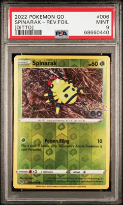 2022 Pokemon Go #006 Spinarak-Rev.Foil [Ditto] PSA 9 - Image 1