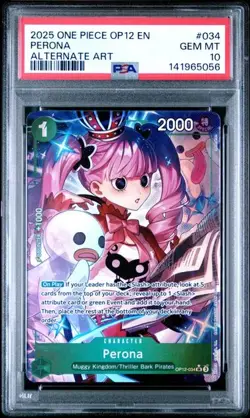 One Piece Perona Alternate Art OP12-034 Legacy of the Master Foil English PSA 10 - Image 1