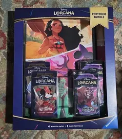 TCG Disney Lorcana Portfolio Bundle 4 Booster Packs & 1 Card Portfolio - Image 1