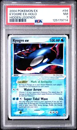 2004 POKEMON EX HIDDEN LEGENDS #94 KYOGRE EX-HOLO PSA 7 - Image 1