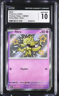 Abra 2024 Pokemon Paldean Fates CGC 10 #148 - Image 1