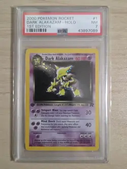 2000 POKEMON ROCKET 1ST ED #1 DARK ALAKAZAM-HOLO PSA 7 - Image 1