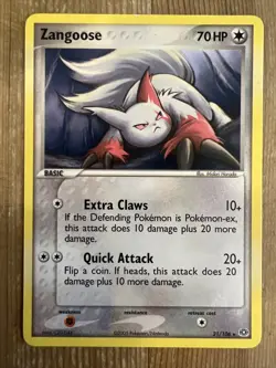 Zangoose - 21/106 - Rare LP, English Pokemon EX Emerald - Image 1