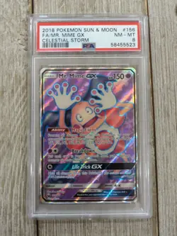 PSA 8 2018 Pokemon Sun & Moon Mr. Mime GX Celestial Storm Graded #156 - Image 1
