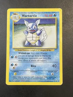 Pokemon TCG - Wartortle - 42/102 - Uncommon (Shadowless) - Base Set Trading Card - Image 1