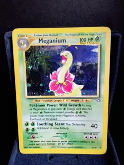 Pokemon TCG Meganium 11/111 Neo Genesis Holo Rare English Vintage 2000 NM - Image 1
