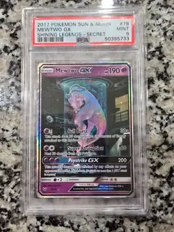 2017 POKEMON SUN & MOON SHINING LEGENDS SECRET #78 MEWTWO GX PSA 9 - Image 1
