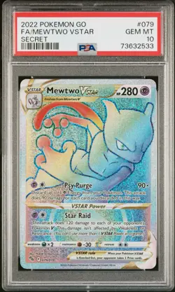 2022 POKEMON GO SECRET #079 FULL ART/MEWTWO VSTAR PSA 10 - Image 1