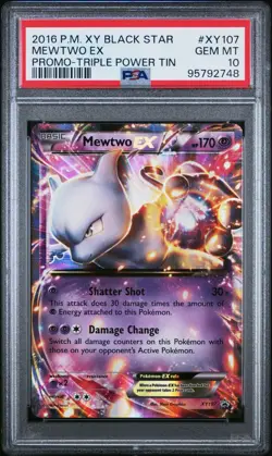 2016 POKEMON XY BLACK STAR PROMO TRIPLE POWER TIN #XY107 MEWTWO EX PSA 10 - Image 1
