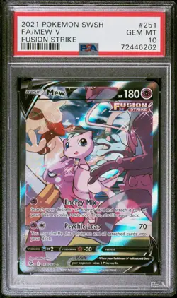 PSA 10 Mew V (Alternate Full Art) 251/264 Swsh08: Fusion Strike Holo Pokemon - Image 1