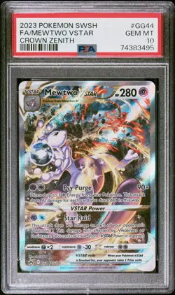 PSA 10 Gem Mint Pokemon Crown Zenith Mewtwo VSTAR GG44 Full Art - Image 1