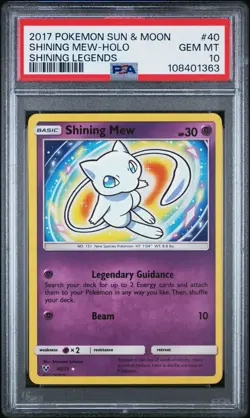 2017 POKEMON SUN & MOON SHINING LEGENDS #40 SHINING MEW-HOLO PSA 10 - Image 1