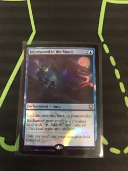 MTG Magic The Gathering Imprisoned In The Moon Ripple Foil Blue Aura Commander - Image 1