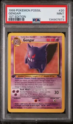 1999 POKEMON FOSSIL 1ST ED #20 GENGAR PSA 9 - Image 1