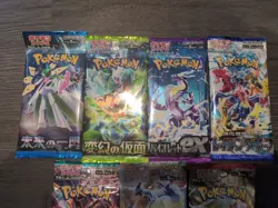 7x New, Sealed Japanese Pokemon Card Booster Packs With Three Card Protectors - Image 2