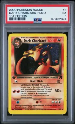 2000 POKEMON ROCKET DARK CHARIZARD-HOLO #4 1ST EDITION PSA 5 - Image 1