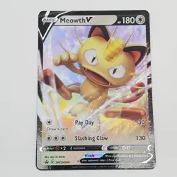 Pokemon TCG Meowth V SWSH Black Star Promos SWSH004 Holo Promo - LP - Image 1