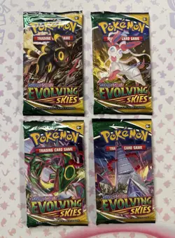 2021 Pokemon Evolving Skies Booster Complete Art Set (4 Packs) FACTORY SEALED - Image 1
