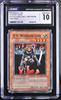 CGC 10 D.D. Warrior Lady Yu-Gi-Oh! (2005) DR1-EN189 Super Rare - Image 1