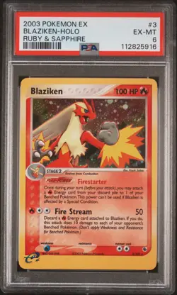 2003 POKEMON EX RUBY & SAPPHIRE #3 BLAZIKEN-HOLO PSA 6 - Image 1