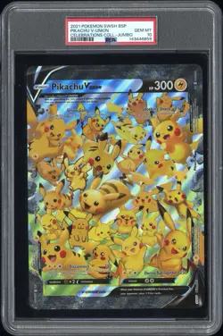 PSA 10 - 2021 POKEMON SWSH BLACK STAR PROMO PIKACHU V-UNION JUMBO - Image 1