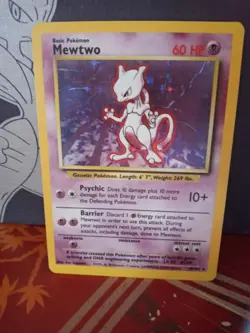 Pokemon TCG Mewtwo Base Set 10/102 Holo Unlimited Holo Rare LP - Image 1