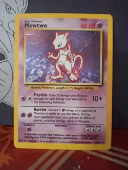 Pokemon TCG Mewtwo Base Set 10/102 Holo Unlimited Holo Rare LP - Image 2