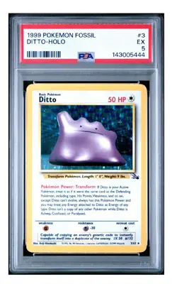 1999 POKEMON FOSSIL DITTO-HOLO 3 PSA 5 - Image 1