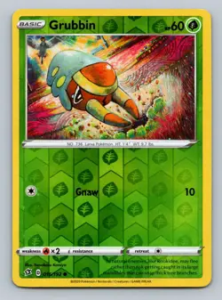 Pokemon Grubbin SWSH02: Rebel Clash 016/192 Near Mint NM Reverse Holo - Image 1