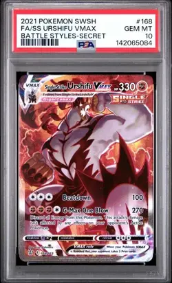 PSA 10 SINGLE STRIKE URSHIFU VMAX 168/163 FULL ART SECRET BATTLE STYLES POKEMON - Image 1