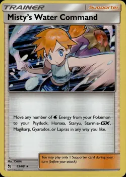 Misty's Water Command Holo Rare Hidden Fates 63/68 Supporter Holo Pokemon Card - Image 1