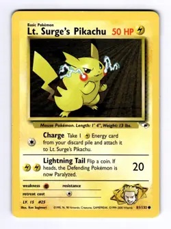 Lt. Surge's Pikachu Gym Heroes #081 (2000) Common LP Pokemon - Image 1