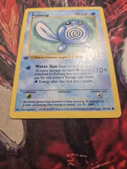 1st Edition Shadowless Base Set Poliwag 59/102 Common - Pokemon WOTC - MP - Image 2