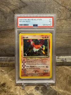 Pokemon Ho-Oh Neo Revelation Unlimited Holo Rare #7 PSA 5 - Image 1