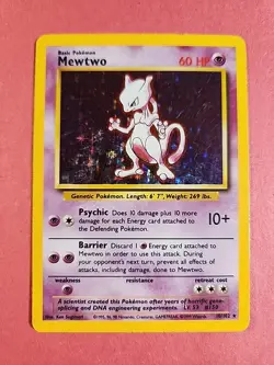 Mewtwo Pokemon Base Set Unlimited Holo Rare Card 10/102 - Image 1