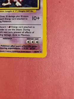 Mewtwo Pokemon Base Set Unlimited Holo Rare Card 10/102 - Image 4