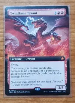 MTG Twinflame Tyrant (NM) - Extended Art, FDN - Image 1