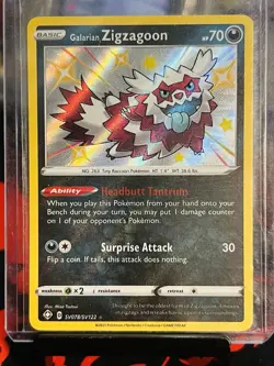 Pokemon Galarian Zigzagoon SV078/SV122 Shining Fates: Shiny Vault Holo - Image 1