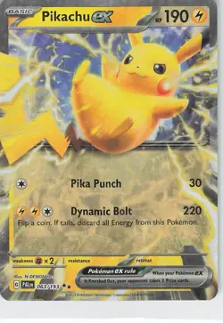 Pikachu EX 063/193 Full Art NM/M Paldea Evolved Pokemon Card - Image 1
