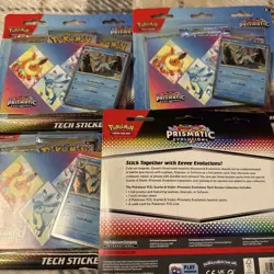 🔥 Pokemon TCG Prismatic Evolutions Tech Sticker Collection Set Lot of 4 Sealed - Image 5