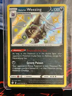 Pokemon TCG Shining Fates Galarian Weezing Holo Shiny Holo Rare SV077/SV122 - Image 1