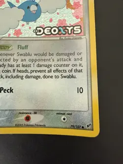 Pokemon TCG 2006 Deoxys Swablu 79/107 Stamped Reverse Holo Near Mint - Image 2