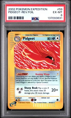 2002 POKEMON EXPEDITION #59 PIDGEOT-REVERSE FOIL PSA 6 - Image 1
